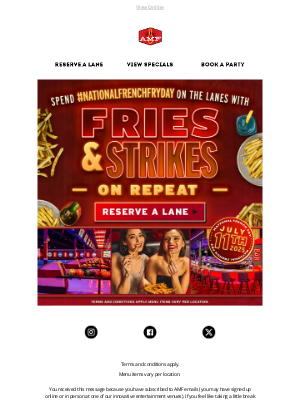 Bowlero - Fries & Frames = The Best Fry-Day 🍟
