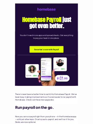 Homebase - Andrea, Payroll just got even easier 🧘