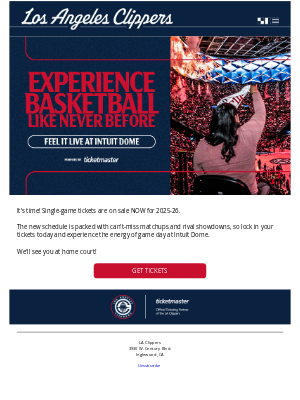 Los Angeles Clippers - Single-game Tickets are On Sale - Get Yours NOW