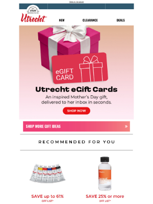 Utrecht Art Supplies - Send mom a Utrecht eGift Card! 💌