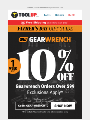 Toolup - Dad Day Deals: Gearwrench Mechanic Tools Discount