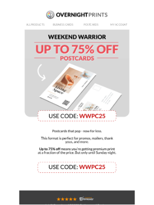 Overnight Prints - Up to 75% OFF Premium Postcards - This Weekend Only