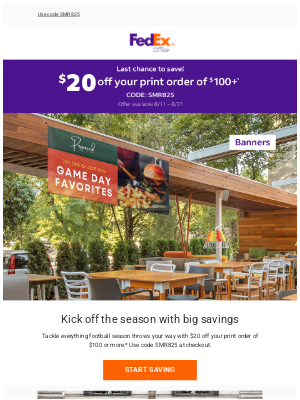 FedEx - Score $20 off essentials for football season