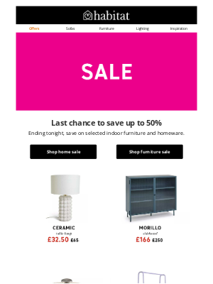 Habitat (United Kingdom) - ENDING TONIGHT: Last chance to save up to 50%