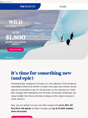 Princess Cruises - Go somewhere truly wild with up to 40% off 🏔