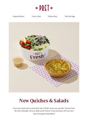 Pret A Manger - Freshly baked Quiches are here