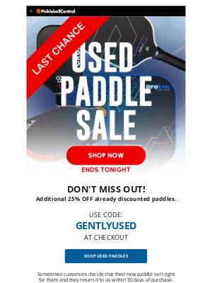 PickleballCentral - ‼️ ENDS TONIGHT Used Paddle Sale ‼️