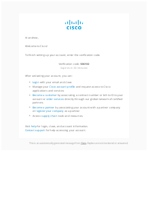 Cisco - Activate Account