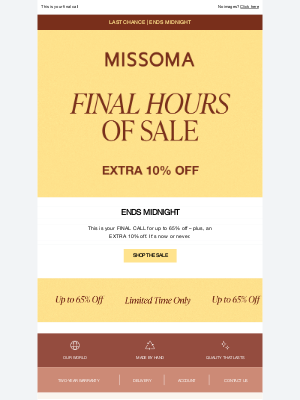 Missoma - Martin, your EXTRA 10% off ends midnight