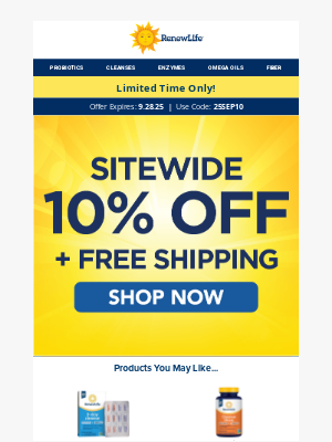 Renew Life - Enjoy 10% OFF + FREE SHIPPING