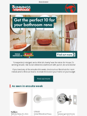 Bunnings (Australia) - Get the perfect 10 for your bathroom reno
