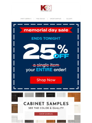 Kitchen Cabinet Kings - Final Day: 25% Off Cabinets Ends Tonight