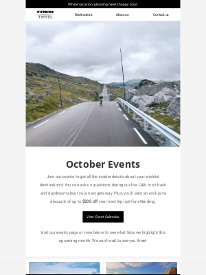 Trek Travel - October Events 🗓️