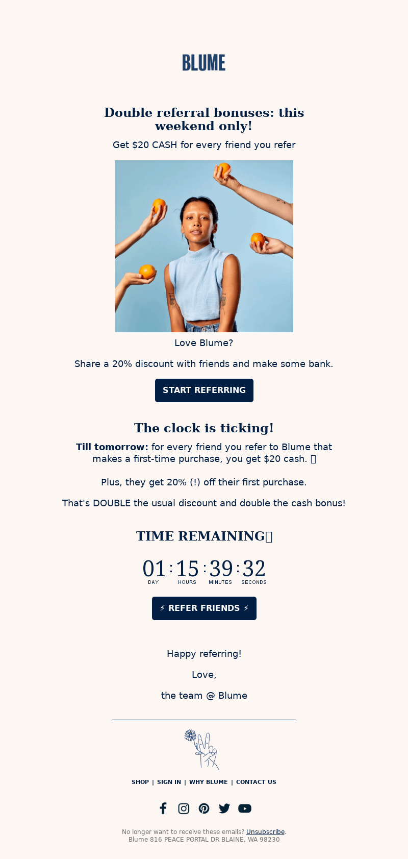 Meet Blume - $20 for every friend you refer: ends tomorrow ⏰