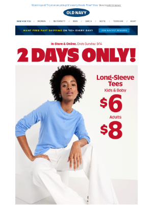 Old Navy - Don't wait on this one — $8 long-sleeve tees are here