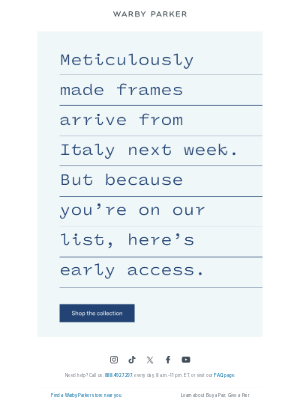 Warby Parker - (Almost) in from Italy