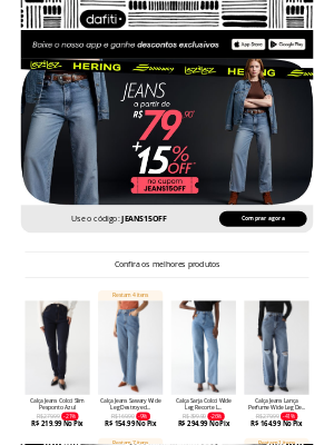 Dafiti (Brazil) - Jeans a partir de R$79,90 + 15% OFF EXTRA 👖