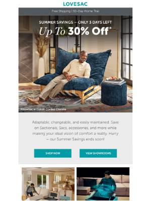 Lovesac - Up to 30% Off: Adaptable, Versatile, and Your Style.