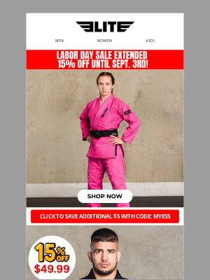 Elite Sports - Hi there, 🎉 Labor Day Sale Extended – 15% OFF Until Sept 3rd!