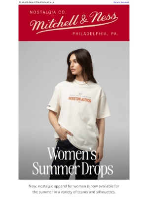 Mitchell & Ness Nostalgia Co - M&N Summer Essentials For Her | Featuring new, trending NBA, MLB and NFL styles for the ladies.