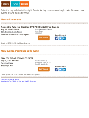 Brown Paper Tickets - New Events in Your Area - July 27, 2024