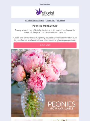eFlorist (UK) - The Wait Is Over...Peonies Are Back!