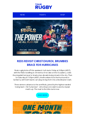 Australian Rugby Union (Australia) - REDS AND BRUMBIES FIRE UP FOR SRP FINALS