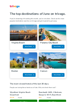 Trivago - June getaway? Here’s where to go.