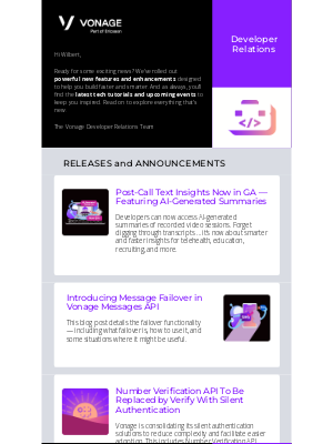 Vonage - 🚀 Vonage Developer Newsletter, Aug. 2025: RCS, Vibe Coding, Golang tutorials + events