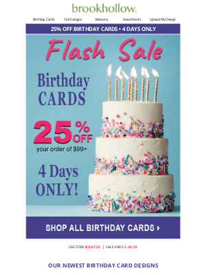 Brookhollow Cards - LAST CALL: Save 25% on Your Birthday Card Order of $99!