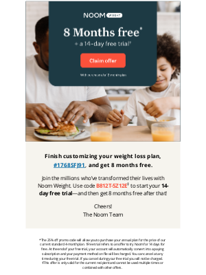 Noom - Finish customizing your weight loss plan and get 8 months free