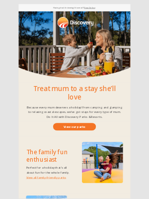 Discovery Parks (AU) - Give mum the holiday she deserves
