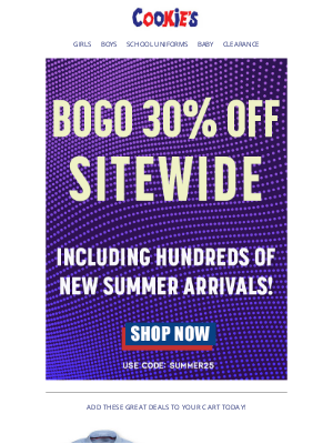 CookiesKids - 😮 Hurry, Our BOGO 30% OFF Summer Offer Won't Last Long! ⏰