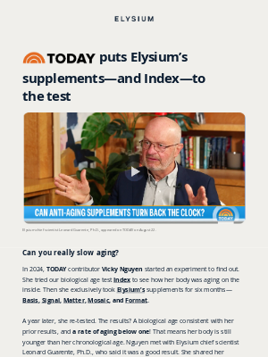 Elysium Health - Did you see Elysium on the TODAY Show?