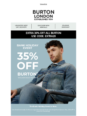 Burton (United Kingdom) - Burton Bank Holiday Savings Continue ☀️