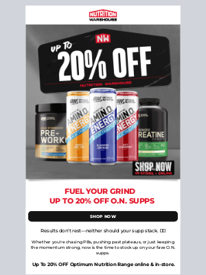 Nutrition Warehouse (Australia) - Up to 20% OFF 👉 Optimum Nutrition Supps