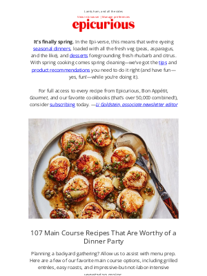 Epicurious - 107 main course recipes for a dinner party