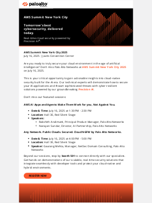 Palo Alto Networks - Actionable Insights: Your Cloud Security Sessions at AWS Summit NYC
