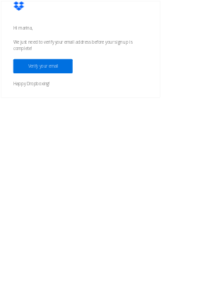 Dropbox - Hi marina, please verify your email address