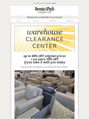 Bernie & Phyl's Furniture - ☀️ Warehouse Clearance Event ☀️ up to 60% OFF + an extra 10% OFF if you take it with you!