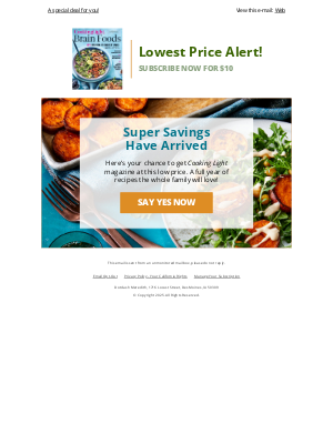 Cooking Light - ✉ Congratulations! You've unlocked an exclusive offer on THIS
