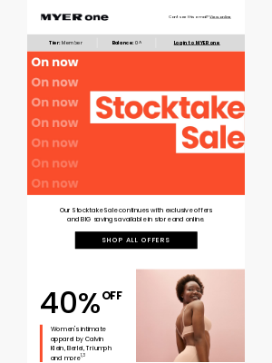 MYER (Australia) - Unmissable Stocktake Sale deals inside!