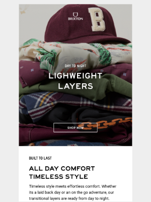 Brixton LLC - New Lightweight Layers!