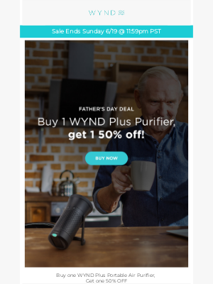 Wynd - Only a fews days left!! Buy one, get one 50% off the WYND Plus Personal Air Purifier