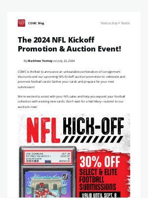 COMC - The 2024 NFL Kickoff Promotion & Auction Event!