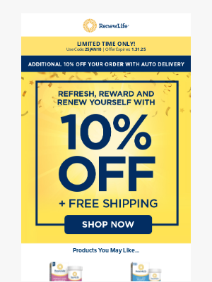 Renew Life - Ready, Set, Save: 10% Off + Free Shipping