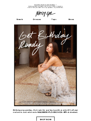 Nasty Gal - It's your birthday soon, Johnny