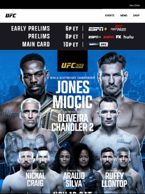 Ultimate Fighting Championship - UFC 309: Jones vs Miocic | 10P ET on ESPN+ PPV