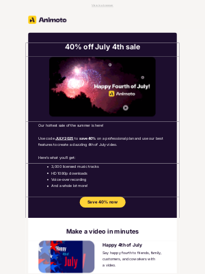Animoto - HUGE July 4th sale: Save 40% today