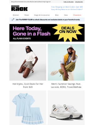 Nordstrom Rack - Hot Styles, Cool Deals for Her from $20 | Men's Summer Savings Feat. Lacoste, BOSS, TravisMathew | Kids' Summer Savings Up to 65% Off | And More!